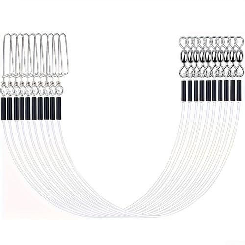 FACULX Lot de 12 bas de ligne de pêche en fluorocarbone transparent, coulant rapidement et invisible pour la pêche en eau douce et en mer