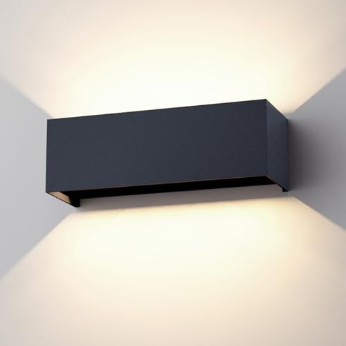 Klighten 30W utomhusvägglampa antracit, utomhuslampvägg UP down, IP65, vägglampor inomhus/utomhus med justerbar strålvinkel, för vardagsrumsträdgård, naturvit 4000K antracit