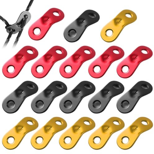 EORPAVU Tendeur de corde de tente 18 pièces, tendeur de tente en fil de hauban en alliage d'aluminium, ajusteur de corde d'accessoires de tente, tendeur de tente, tendeur de corde