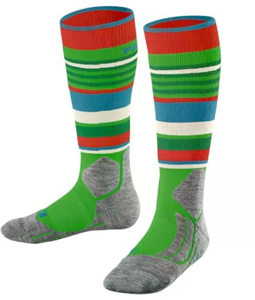 FALKE unisex - barn Skidstrumpor SK2 Intermediate K Kh ull funktionsmaterial varm tjock 1 par, Grön Vivid Green 7231 Trend, 35-38
