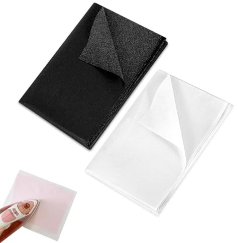 HAODOPSTY Ironing Fleece, 200 x 100 cm, Non-Woven Fabric for Iron, 55 g/m² Thick Style Ironing Tiles, Ironing Insert for Ironing Pleats, Sewing Crafts, Reinforced Clothing (Black White, Pack of 2)