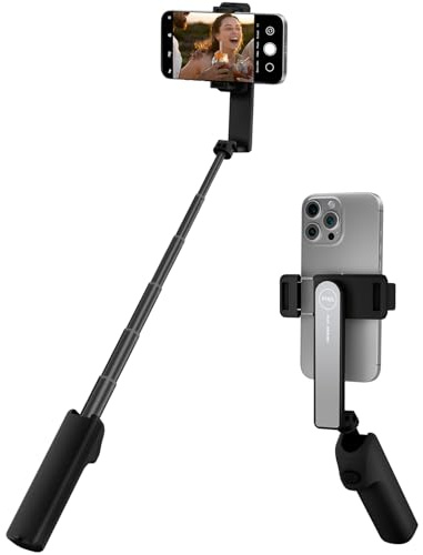 Viozon Selfie Stick, Telescopic Aluminum Alloy Pole, Max Length 68cm, 100g Light Weight, Wireless Remote Control Button, Portable & Foldable, Ergonomic Handle, Black