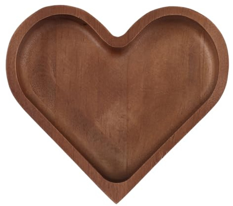 Healvian Vassoio in Legno Massello a Forma Di Cuore Per Dolci E Snack Contenitore Decorativo Multifunzionale Per Tavola E Caramelle Design Compatto 6.6X5.9X1.2 Pollici