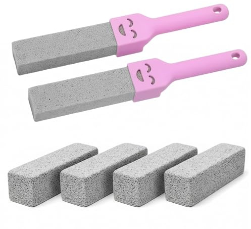 Alyxen 8 Pezzi Pietra per la Pulizia con 2 Manici, Pietra Pomice Detergente, Pumice Stone Toilet, Sostituibile Pomice Pulitore, Pumice Stone per Servizi Igienici, Bagno, Cucina, Cura dei Piedi