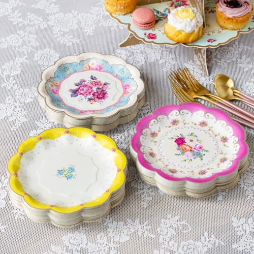 Talking Tables 60 x Piatti di Carta Floreali Vintage 17,8 cm Decorazioni Festa della Mamma Tea Party Compleanno Baby Shower Matrimonio Tema Bridgerton