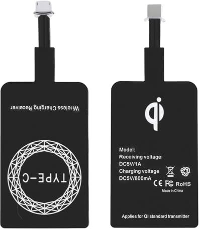 Adaptador Qi Tipo C, Carga Inalámbrica Adaptador 5V 1000mA, Adaptador Tipo C Ultrafino para Añadir Carga Inalámbrica, Módulo Flexible Plug and Play Compatible con Teléfonos USB C, Uso Casa Oficina