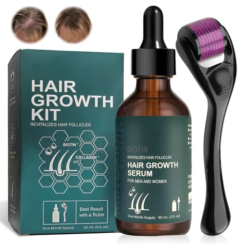 60ml Olio per capelli, Serum per capelli, con Rullo 0,5 mm, Capelli Più Forti e Spessi, Cura Completa del Cuoio Capelluto