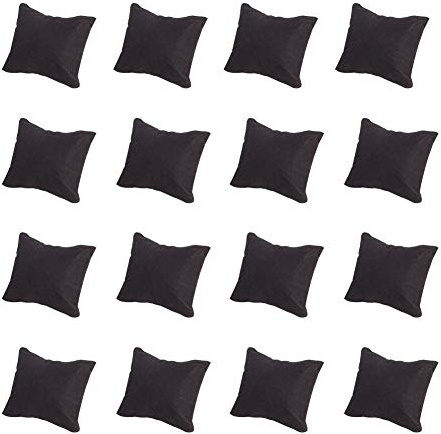 PH PandaHall 20pcs Coussin Bijoux 7.6x8.8cm Presentoir Bijoux Noir en Velours Coussin Bijoux Rectangle avec Eponge pour Montre-Bracelet Bijoux