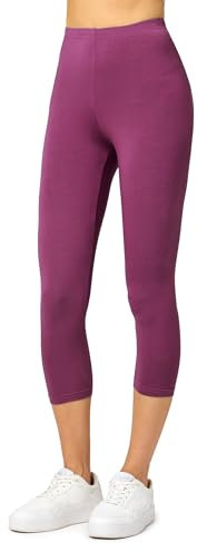 Merry Style Damen Leggings 3/4 Capri Leggings aus Viskose MS10-144 (Weinrot, 3XL)