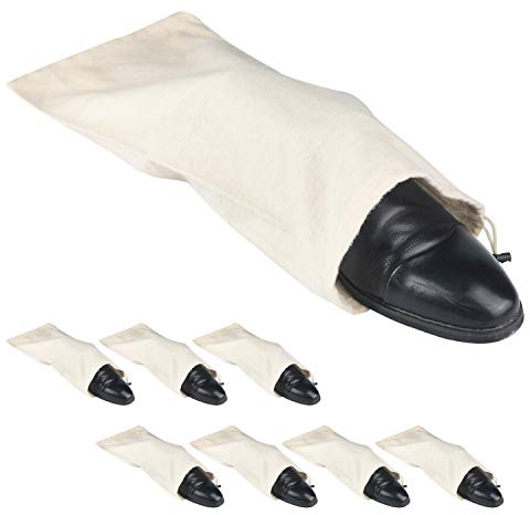 Bolsa para Guardar Zapatos para Hombres y Mujeres 100% algodón con cordón para protección de Viaje y Almacenamiento de Zapatos, Juego de Cuatro Piezas,Beige, Juego de 8er