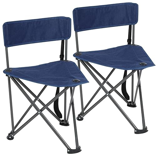 REDCAMP 2 Pack Tripod Chairs for Adults, Folding Lightweight Portable Golf Chairs for Spectators, Compact 3 Legged Tripod Stools Seat with Backrest for Camping Fishing Hunting, Blue