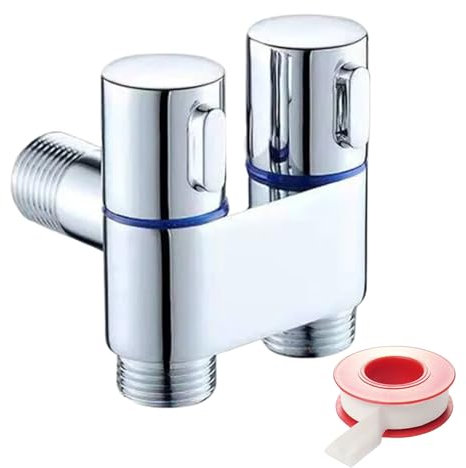 SOLTANA Válvula escuadra Doble Para WC Acero Inoxidable, LLave De Escuadra Doble, Grifo Doble Salida, Grifo Doble Lavadora,Válvula Desviadora 3 Vias (Llave escuadra doble-1)