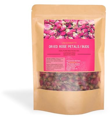 UNIGEMSMYTH Dried Red Rose Bud Petals, Real Natural Dried Rose Petals 4oz for Bath Tea, Cake, Soap Making, Candle Making, Wedding, Confetti, DIY Crafts Edible (Rosebud4oz)