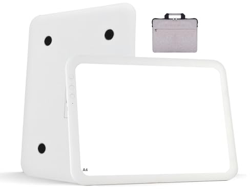 KEIWRLIGHT A4-Lichttafel für Tracing-Pad – wiederaufladbarer, tragbarer dünner Leuchttisch, 3 Farben, stufenlos, 6 Helligkeitsstufen, A4-Lichtbox für Diamantmalerei, Kunst, Kinder, Erwachsene, mit