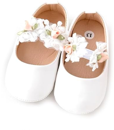 Brillabenny Ballerines blanches Baptême Fille Bébé Bébé Chaussures Mocassins Élégantes Cérémonie, Blanc, 0-6 mesi