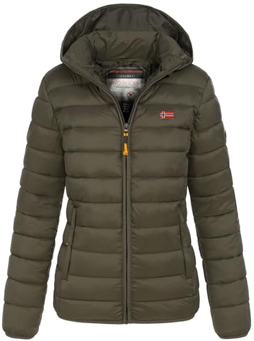 Geographical Norway Winter Jacke Steppjacke Parka Kapuzenjacke Outdoor Leicht und warm, Farbe:KAKI, Größe:L (40)