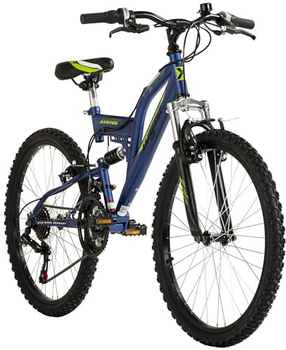 WYLD Kinder-Mountainbike Fully 24'' Zodiac schwarz-grün 6 Gänge RH 38 cm (Blau)