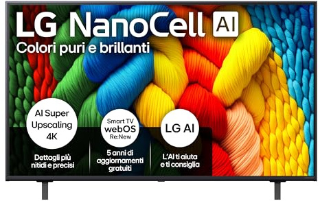 LG NanoCell AI 50 Pollici, Serie NANO80 2025 Smart TV 4K - 50NANO80A6B