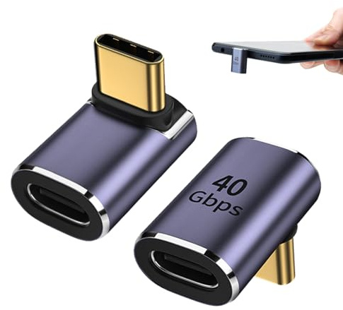 2 st 90 graders USB C-adapter, rak vinkelkontakt, hane honadapter, Steam Deck-kompatibel, Switch, MacBook, iPad, smartphones och USB-C eller Thunderbolt 4/3-enheter
