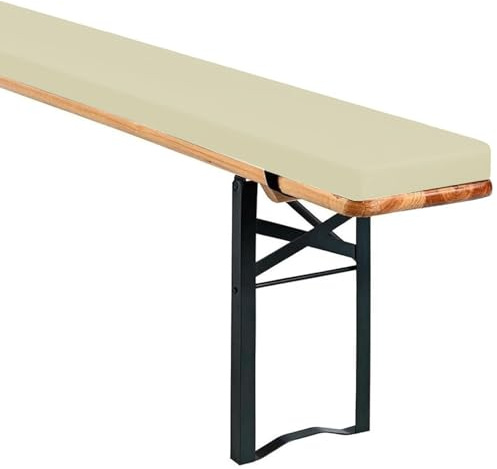 moismk Cuscini per Panca da Esterno Birreria 200/180/220/150/100/110 cm Cuscino da Panca con Cerniera e Fibbia, Antiscivolo per Tavolo da Birra e Tenda da Festa(Beige,200x25x3cm)