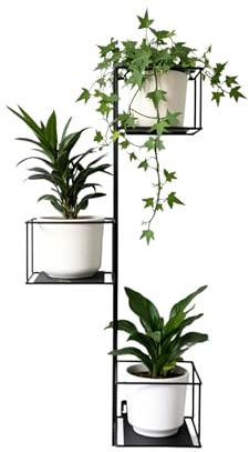 FRAMADO – Étagère Murale pour Plantes – Support Suspendu pour Fleurs – En Métal – Décoration Murale Moderne pour Salon, Chambre d’Ado, Cuisine – 18x37x96cm – FORESTA VERTICALE Noir