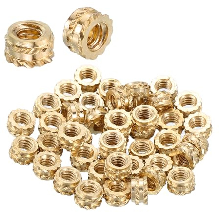 QUARKZMAN 68 Piezas De Insertos Roscados M1.2 x 2mm L x 2mm OD Puro Latón | Métrico Tuercas Moleteadas Insertos Roscados, Para Termofijación Tuerca De Empotrado, Para Componentes