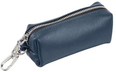 QUARKZMAN Porte-Monnaie en Cuir, Porte-Clés en Cuir pour Voiture Porte-Monnaie À Main Petite Bourse À Pièces avec Anneau À Clés pour Femmes Et Hommes, Bleu Foncé