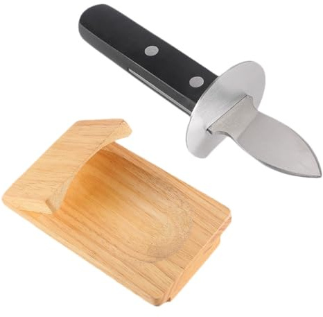 WATIIFUFU Cuchillo para Abrir Ostras de Acero Inoxidable con Mango de Madera Set 2 Piezas Herramienta para Mariscos y Almejas Utensilio Resistente para Cocina y Hogar Color Aleatorio