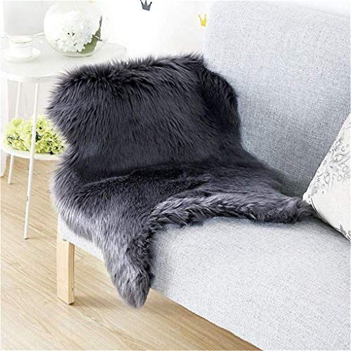 YDFYX Tapis en peau de mouton synthétique décorative - Super doux - Aspect fourrure d'agneau - Tapis de canapé - Descente de lit - Laine - 60 x 90 cm - Noir