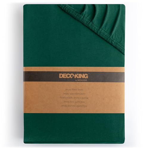DecoKing Spannbettlaken 180x200 200x200 cm 100% gekämmte Baumwolle Grün Spannbetttücher Jersey Boxspringbett Amber 180 x 200 200 x 200