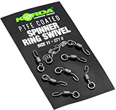 Korda PTFE Spinner Ring Swivels Size 11 | Pack of 8 | Perfect for Carp Fishing | Easy Hook Attachment | Low Friction, High Performance Swivels