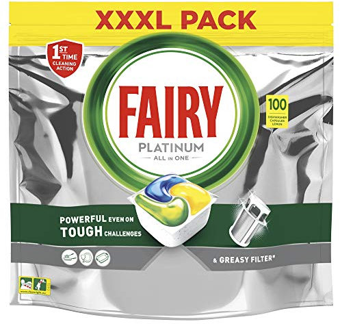 Fairy Platinum - Spülmaschinentabs All-In-One 100 Kapseln Zitrone Lemon Geschirrspültabs, Geschirrspülmittel Tabs in Sparpack
