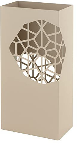 Baroni Home Portaombrelli Design Moderno in Metallo Squadrato, 2 Gancini, Vaschetta Scolapioggia Rimovibile 25x15x50 cm Tortora