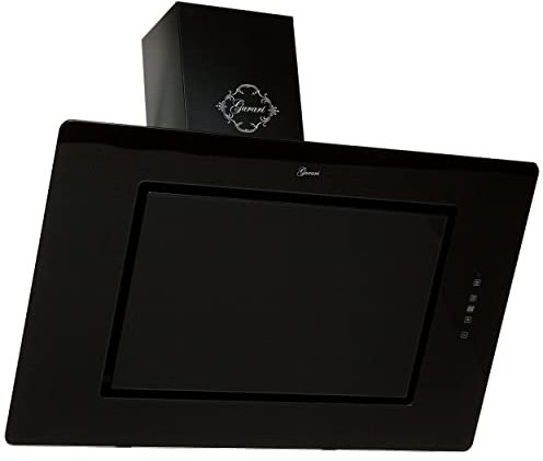 GURARI Kopffreihaube GCH S 155 BL 90 Prime + Schlauch, Luxus Dunstabzugshaube 60 cm, Schwarz Glas, 1000m³/h, 4 Stufen, Randabsaugung, Fernbedienung, Wandhaube, Ablufthaube, Umlufthaube