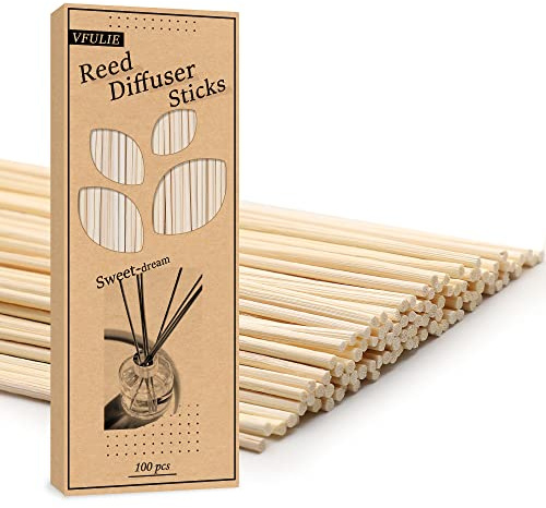 VFULIE 100PCS Reed Diffuser Sticks, 10 Inch Natural Rattan Wood Sticks Essential Oil Aroma Diffuser Sticks Refill Replacement for Aroma Fragrance (7 in)