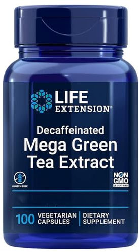 Life Extension, Mega Estratto di Tè Verde, 725mg, Decaffeinato, 100 Capsule Vegane, Testato in Laboratorio, Vegetariano, Senza Glutine, Senza Soia, Non OGM