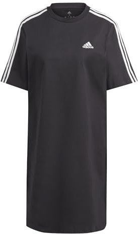 adidas Damen Essentials 3-Stripes Single Jersey Boyfriend Tee Dress, Black, M