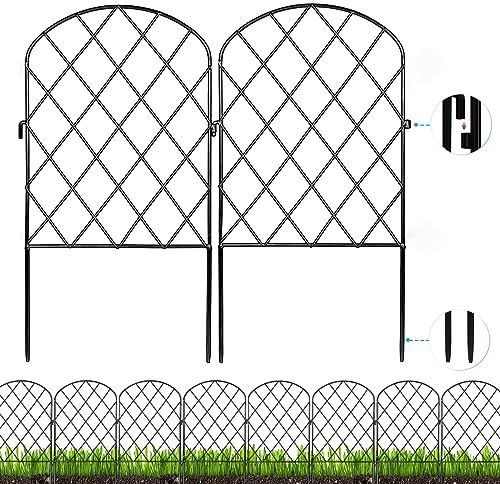Getlay Decorative Garden Fence 24 Pack,24 Ft (L) X 24 in (H) Black Mesh Rustproof Metal Fence, Animal Barrier Fence for Small Dog, Border Folding Patio Fences,Outdoor Flower Bed Landscape Decor