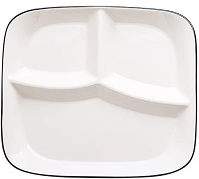 OnePine Servierplatten Porzellan, Salatteller Snackteller mit 3 Fächern, Keramik Diät Teller zur Portionskontrolle