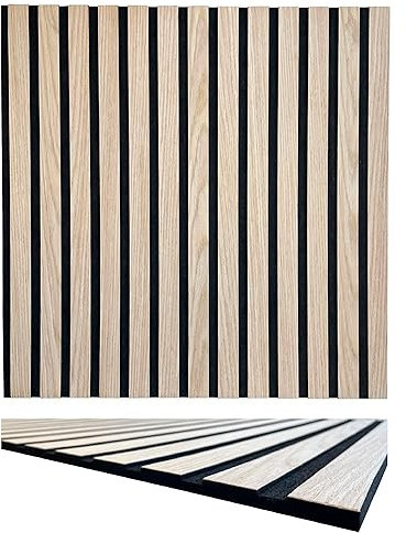 3D Akustik Lamellen Wandpaneele Holzoptik 52x52 cm – Leicht & Schallabsorbierend, Echtholz auf PET Filz, Design für Wand & Decke, 10 mm stark (11001A)