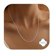 CASSIECA 925 Sterling Silber Halskette Damen Silberkette Damen 925 ohne Anhänger 1,5mm Verschiedene Längen 46cm