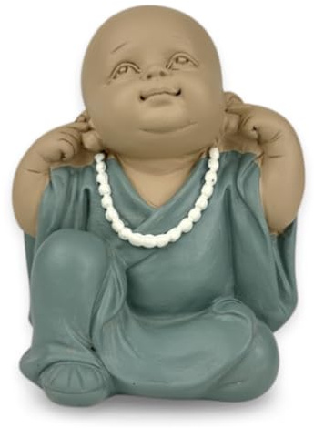 Zen'Light - Estatua de Buda Bonze Bonze Rebelión posición icónica - No Escuchar Nada - Buda bebé simbólico - Zen y Ambiente Relajante - Decoración Feng Shui - H 10,5 cm