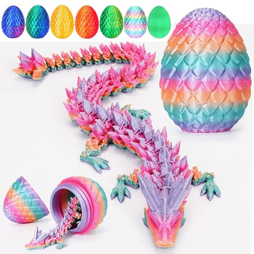 Mystery Crystal Dragon Egg Fidget Toys Surprise, Articulated Eggs with Dragon Inside (Random Candy Colors)