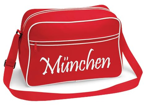 multifanshop Retrotasche - München rot - Schriftzug - Druck weiß - Tasche Größe one size rot/weiß