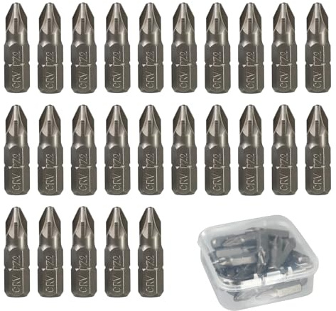 Batheidon Juego de 25 Puntas de 25mm – Bits Magnéticos en Acero Cromo Vanadio, Mayor Durabilidad y Resistencia, Compatibles con Taladros y Destornilladores Eléctricos, para Montaje y Reparación (PZ2)