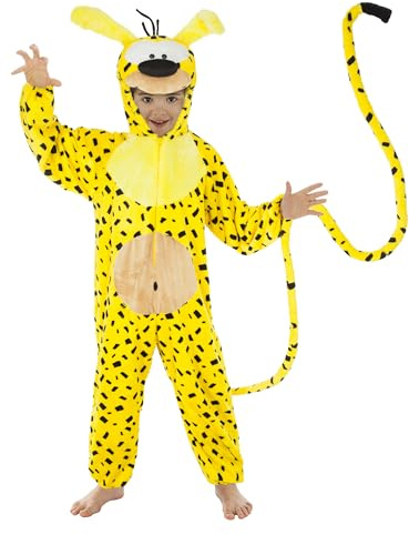 Chaks - Costume Marsupilami pour femmes, combinaison officielle Comic, salopette jaune à capuche pour carnaval et Comic Con, 152