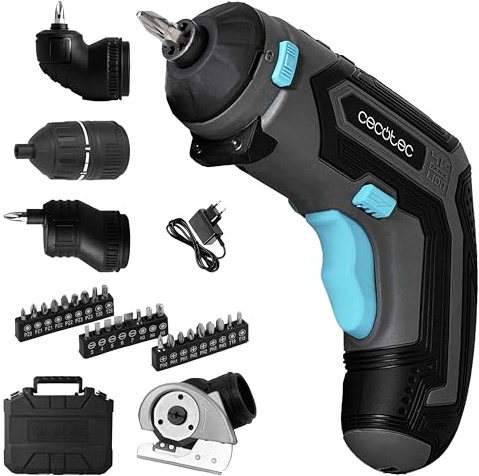 Cecotec Kompakt batteriskruvmejsel PowerGyro 3500 Total Set. 4 V 1 500 mAh, inklusive 4 utbytbara huvuden, 200 rpm, vridmoment 6 Nm med 10 positioner, LED-ljus, ergonomisk design, portfölj ingår