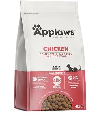 Applaws torrfoder för hundar vuxna stora raser 4 kg – kyckling kroketter (1 förpackning), spannmålsfri, hög proteinhalt, naturliga ingredienser