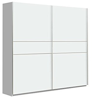 FORTE WINNER PLUS Schrank 170, Kleiderschrank, Schwebetürenschrank Modern Schlafzimmer 2-türig Einlegeböden und Kleiderstange, Weiß / Holzdekor: Sonoma Eiche, 170 cm breit x 210 cm hoch x 61 cm tief