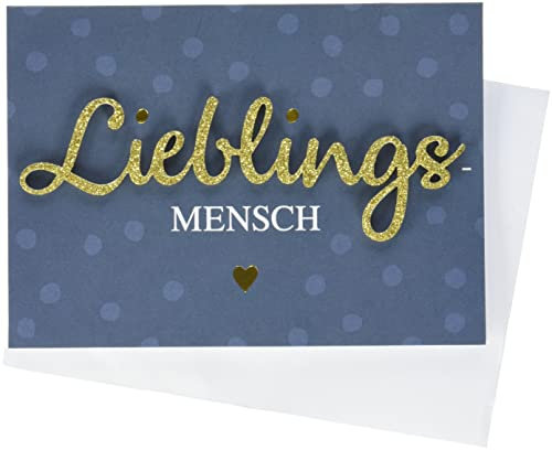 Perleberg - Allgemeine Glückwunschkarte der Lettering Collection - hochwertige Karte inklusive Umschlag - stilvolle Glückwunschkarten mit schönem Glitzer Schriftzug 10,5 x 14,5 cm